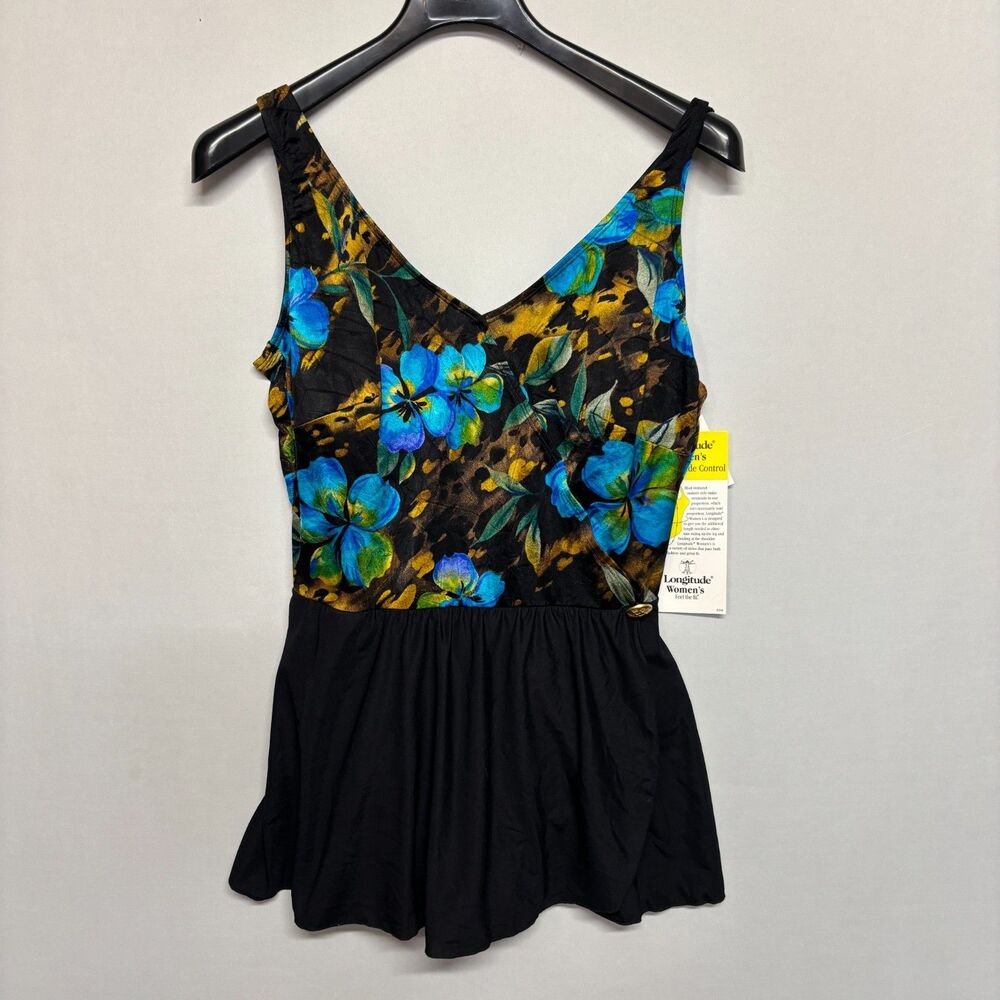 NWT Longitude Women Swimwear One Piece Swim Dress Size 24W Floral C140 -30